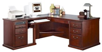 Picture of Transitional Veneer L Shape Office Desk Workstation, Left Handed