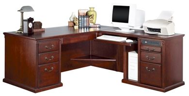 Picture of Transitional Veneer L Shape Office Desk Workstation, Right Handed