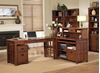 Picture of Transitional L Shape Office Desk Workstation with Hutch and Bookcase Center