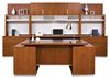 Picture of Sleek Contemporary Veneer Executive Desk, Credenza with Overhead Storage and Lateral Files with Hutches