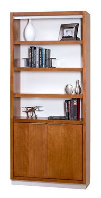 Picture of Sleek Contemporary Veneer 78"H Open Bookcase with Lower Doors