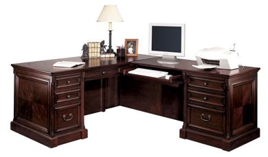 Picture of Rich Veneer L Shape Office Desk Workstation, Right Hand Facing
