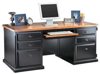 Picture of Hardwood 68"W Double Pedestal Office Computed Desk