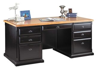 Picture of Hardwood 68"W Double Pedestal Office Desk Workstation