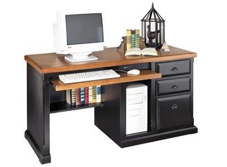Picture of Hardwood Single Pedestal Computer Office Desk with CPU Storage