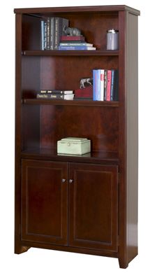 Picture of Modern Wood 5 Shelf Open Bookcase with Lower Doors