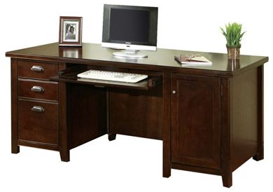 Picture of Modern Wood 68"W Double Pedestal Computer Desk