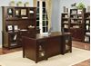Picture of Modern Wood Executive Office Desk, Storage Credenza with Glass Door Hutch and Lower Door Bookcase