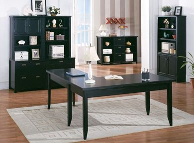 Picture of Modern Wood L Shape Writing Table, Bookcase with Lower Doors and Multi Storage Cabinets