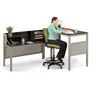 Picture of Sleek Contemporary Standing Height L Table Desk with Organizer Hutch