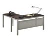 Picture of Sleek Contemporary 2 Person L Shape Office Desk Workstation with Storage Cabinet