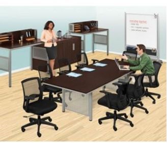 Picture of Sleek Contemporary 8' Conference Table, Buffet and Standing Height Organizer Tables