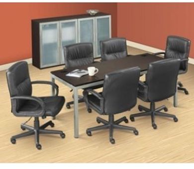 Picture of Sleek Contemporary 72" Meeting Table with 4 Door Glass Storage