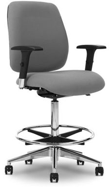 Picture of Swivel Task Footring Stool Chair with Adjustable Arms