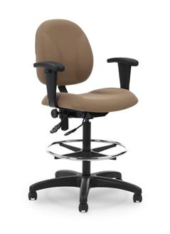 Picture of Ergonomic Office Task Footring Drafting Stool Chair with Adjustable Arms