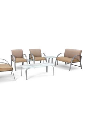 Picture of Contemporary Heavy Duty Lounge Reception Chair with Frosted Glass Coffee Table