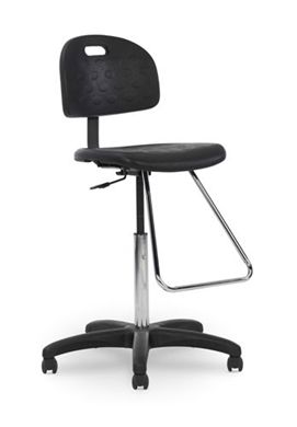 Picture of Industrial Poly Teardrop Swivel Stool with Back