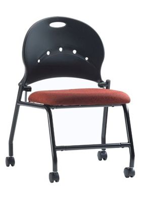 Picture of Poly Back Mobile Nesting Armless Chair with Padded Seat