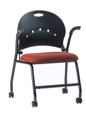 Picture of Poly Back Mobile Nesting Arm Chair with Padded Seat