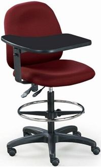 Picture of Multi Function Office Task Footring Drafting Stool Tablet Arm Swivel Chair