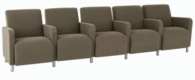 Picture of Reception Lounge Heavy Duty 5 Chair Tandem Modular Seating with Arms