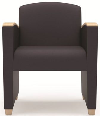 Picture of Transitional Reception Lounge Single Chair with Wood Arm Caps, 500 LBS