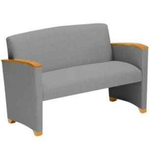 Picture of Transitional Reception Lounge Loveseat Chair with Wood Arm Caps, 750 LBS