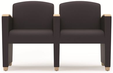 Picture of Transitional Reception Lounge Modular Tandem 2 Chair Seating with Wood Armcaps