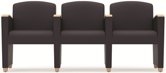 Picture of Transitional Reception Lounge Modular Tandem 3 Chair Seating with Wood Armcaps