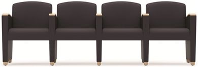 Picture of Transitional Reception Lounge Modular Tandem 4 Chair Seating with Wood Armcaps