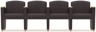 Picture of Transitional Reception Lounge Modular Tandem 5 Chair Seating with Wood Armcaps