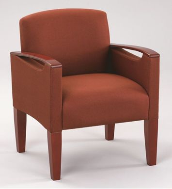 Picture of Sturdy Reception Lounge Tandem Seating Single Guest Chair with Wood Arm Caps, 400 LBS. 