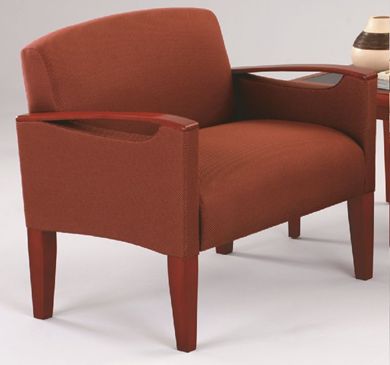 Picture of Sturdy Reception Lounge Tandem Seating Oversized Single Guest Chair with Wood Arm Caps, 500 LBS. 