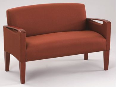 Picture of Sturdy Reception Lounge Tandem Seating Loveseat Chair with Wood Arm Caps, 750 LBS. 