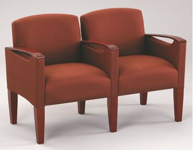 Picture of Sturdy Reception Lounge 2 Chair Modulr Tandem Seating with Wood Arm Caps