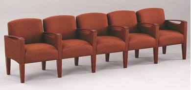 Picture of Sturdy Reception Lounge 5 Chair Modulr Tandem Seating with Wood Arm Caps
