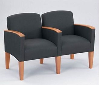 Picture of Wood Cap Reception Lounge 2 Chair Modular Tandem Seating