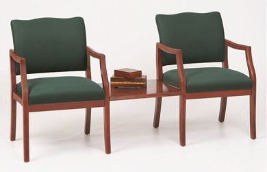 Picture of / Reception Lounge Transitional 2 Wood Arm Chair with Connecting Table