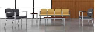 Picture of Steel Reception Lounge Contemporary Modular Tandem Seating with End and Coffee Table