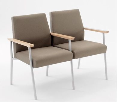 Picture of Wallsaver Reception Lounge Contemporary Steel 2 Chair Modular Tandem Seating with Wood Arms