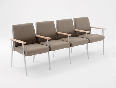 Picture of Wallsaver Reception Lounge Contemporary Steel 4 Chair Modular Tandem Seating with Wood Arms