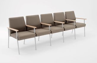Picture of Wallsaver Reception Lounge Contemporary Steel 5 Chair Modular Tandem Seating with Wood Arms