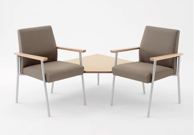 Picture of Wallsaver Reception Lounge Contemporary Steel 2 Arm Chair with Corner Connecting Table