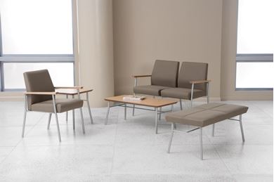 Picture of Wallsaver Reception Lounge Contemporary Steel 2-Seat Chair, Guest Chair, Bench with End and Coffee Table