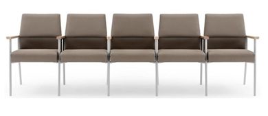 Picture of Wallsaver Reception Lounge Contemporary Steel 5 Chair Modular Tandem Seating with Arms