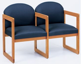 Picture of Sled Base Reception Lounge 2 Chair Wood Modular Tandem Seating with Arms