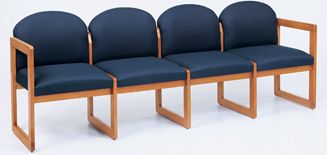 Picture of Sled Base Reception Lounge 4 Chair Wood Modular Tandem Seating