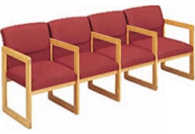 Picture of Sled Base Reception Lounge Contemporary Wood 4 Chair Modular Tandem Seating with Arms