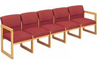 Picture of Sled Base Reception Lounge Contemporary Wood 5 Chair Modular Tandem Seating