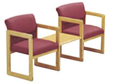 Picture of Sled Base Reception Lounge Contemporary Wood 2 Arm Chair with Connecting Table
